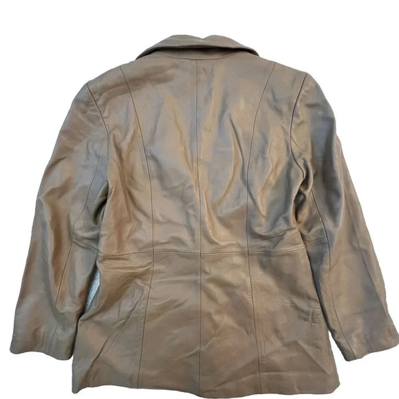 JLC New York Women’s Leather Jacket Blazer Size Small One Button Camel Brown - Picture 2 of 12